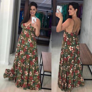 Vestido Sophia - Floral Fundo Verde - Image 1