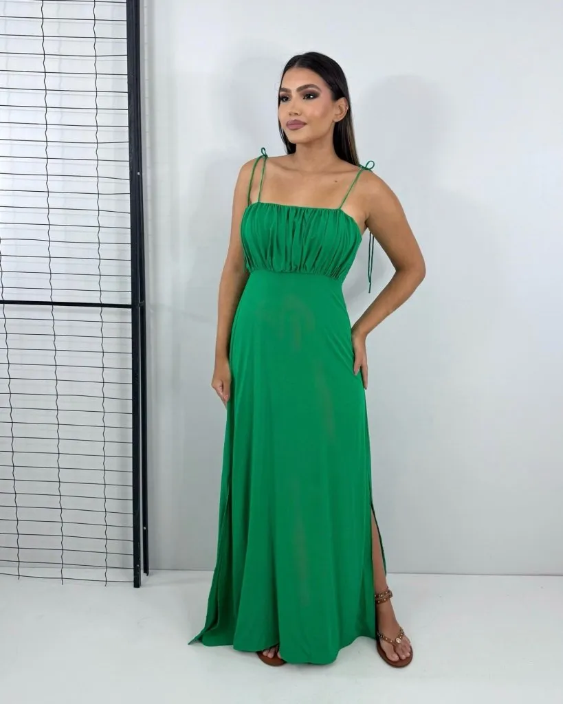Vestido Drica Longo - Verde Bandeira