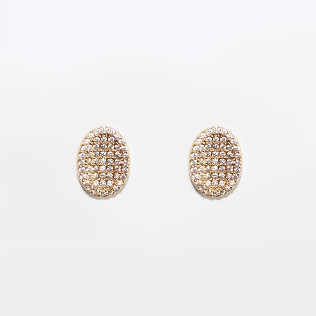 Brinco Cravejado Pequeno Concavo Dourado - Image 1