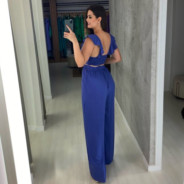 Conjunto Pantalona Samira - Azul Cobalto - Imagem 3