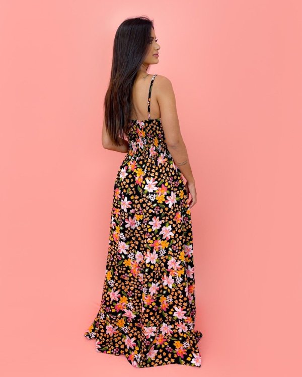 Vestido Camila - Primavera Fundo Preto - Imagem 2