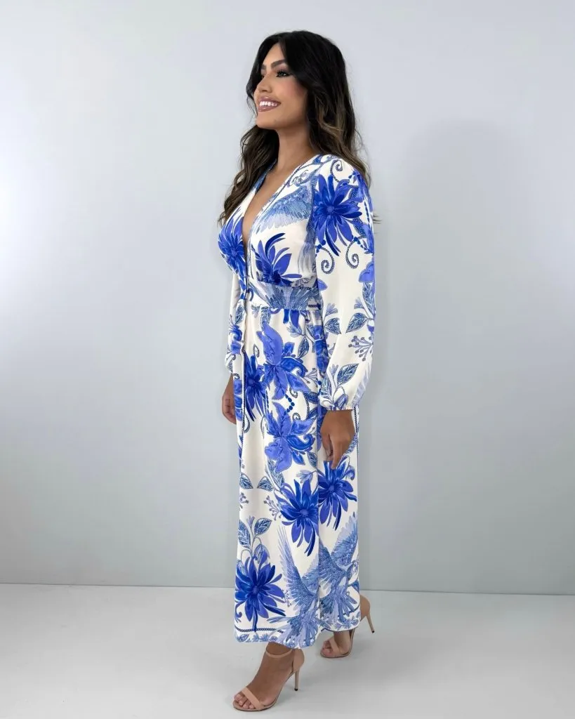 Vestido Clara - Estampa Azul