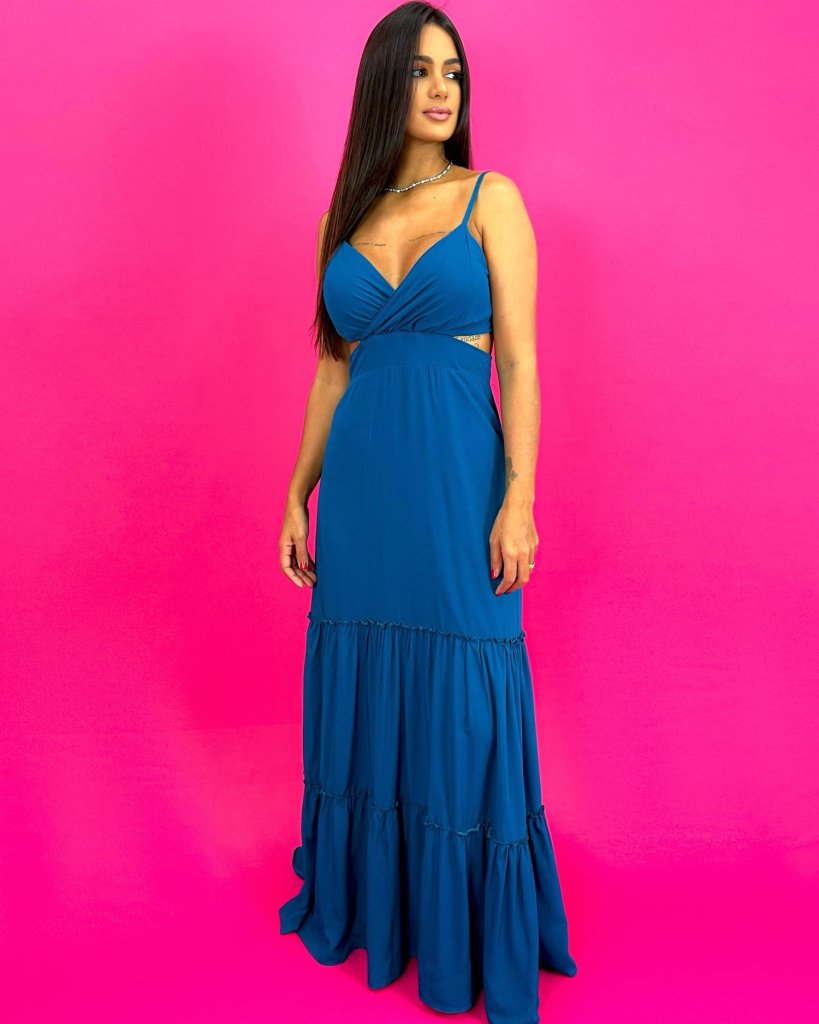 Vestido Laise - Azul Petróleo