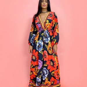 Vestido Lavínia - Floral Fundo Escuro - Image 1