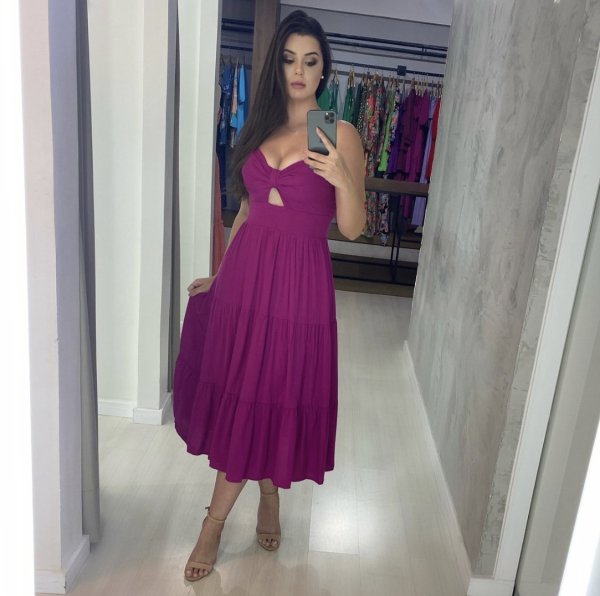 Vestido Jéssica Midi - Fúcsia - Imagem 3