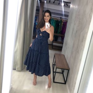 Vestido Jéssica Midi - Poá Azul - Image 1