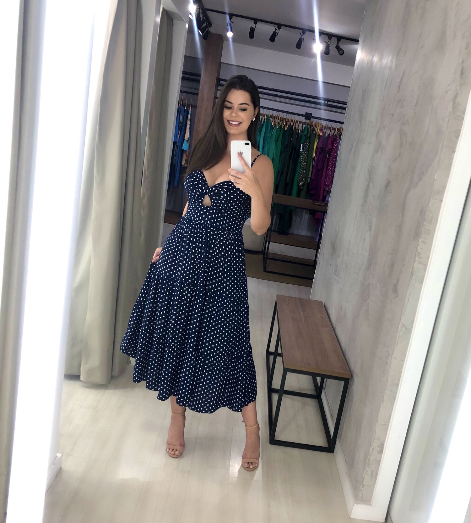 Vestido Jéssica Midi - Poá Azul - Image 1