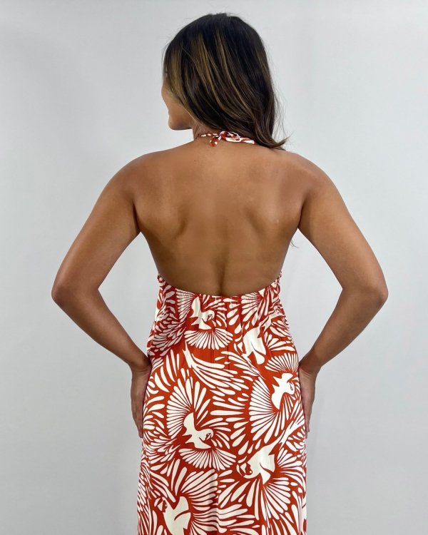 Vestido Safira - Estampado Fundo Laranja - Imagem 7