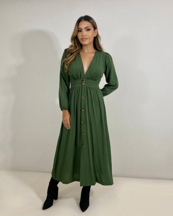 Vestido Clara - Verde Militar