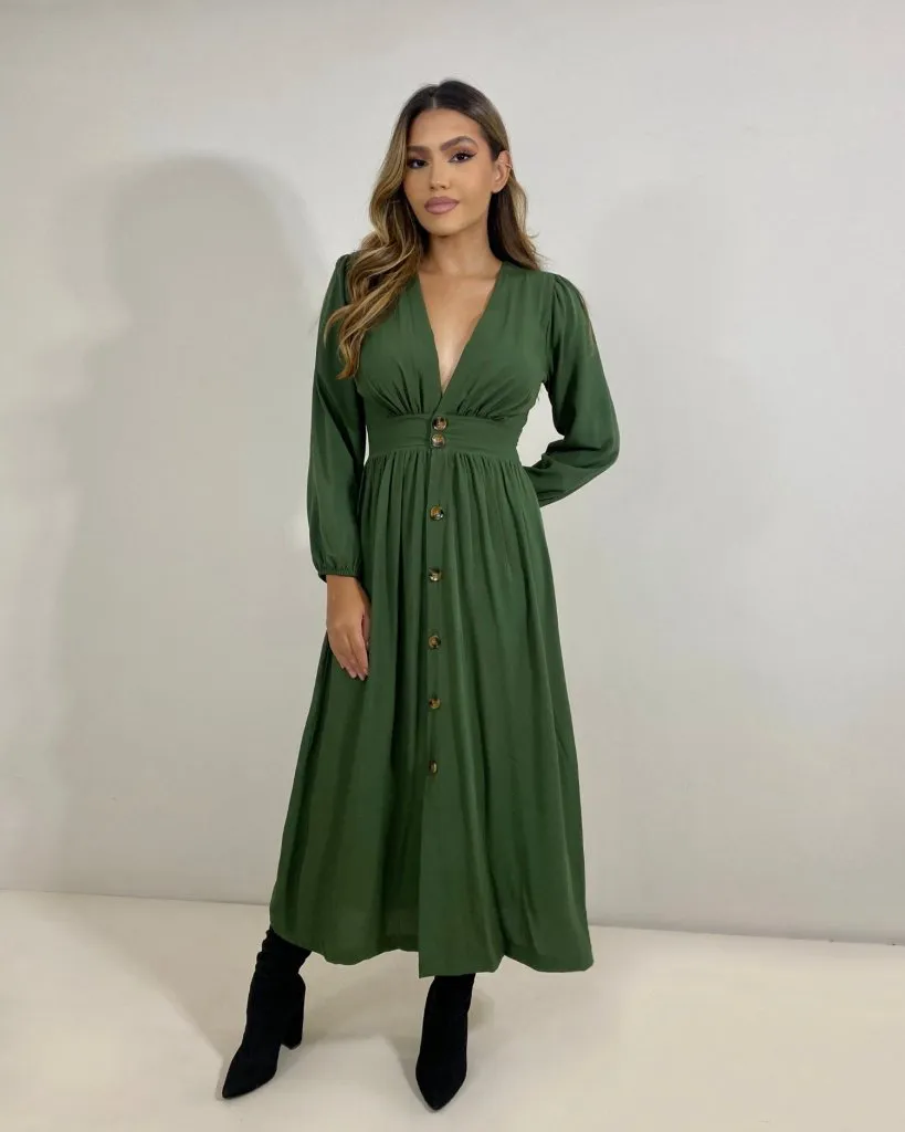 Vestido Clara - Verde Militar