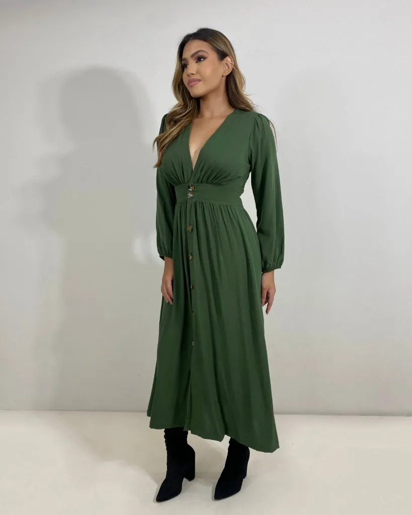 Vestido Clara - Verde Militar