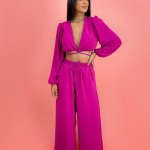 Calça Pantalona em Duna - Fúcsia