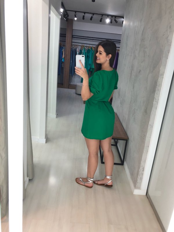 Vestido Érica Manga Princesa - Verde Bandeira - Imagem 5