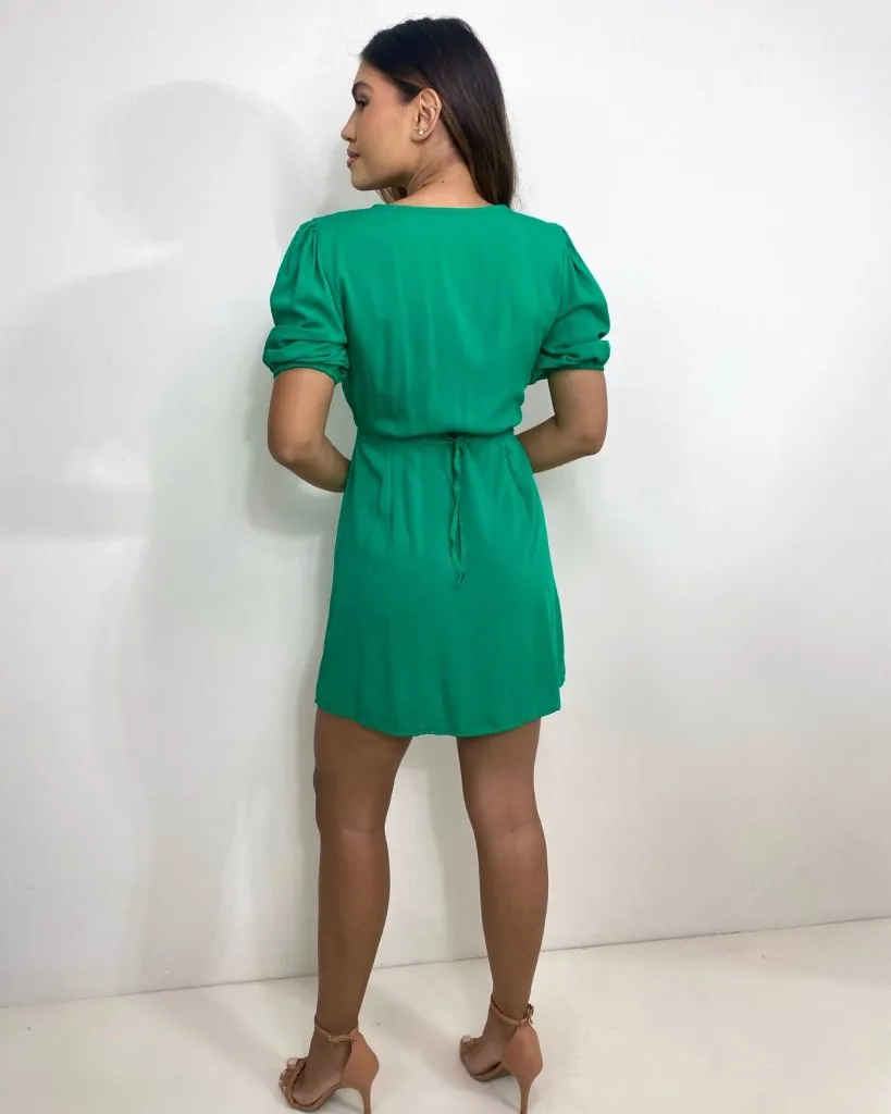 Vestido Érica Manga Princesa - Verde Bandeira, foto 3