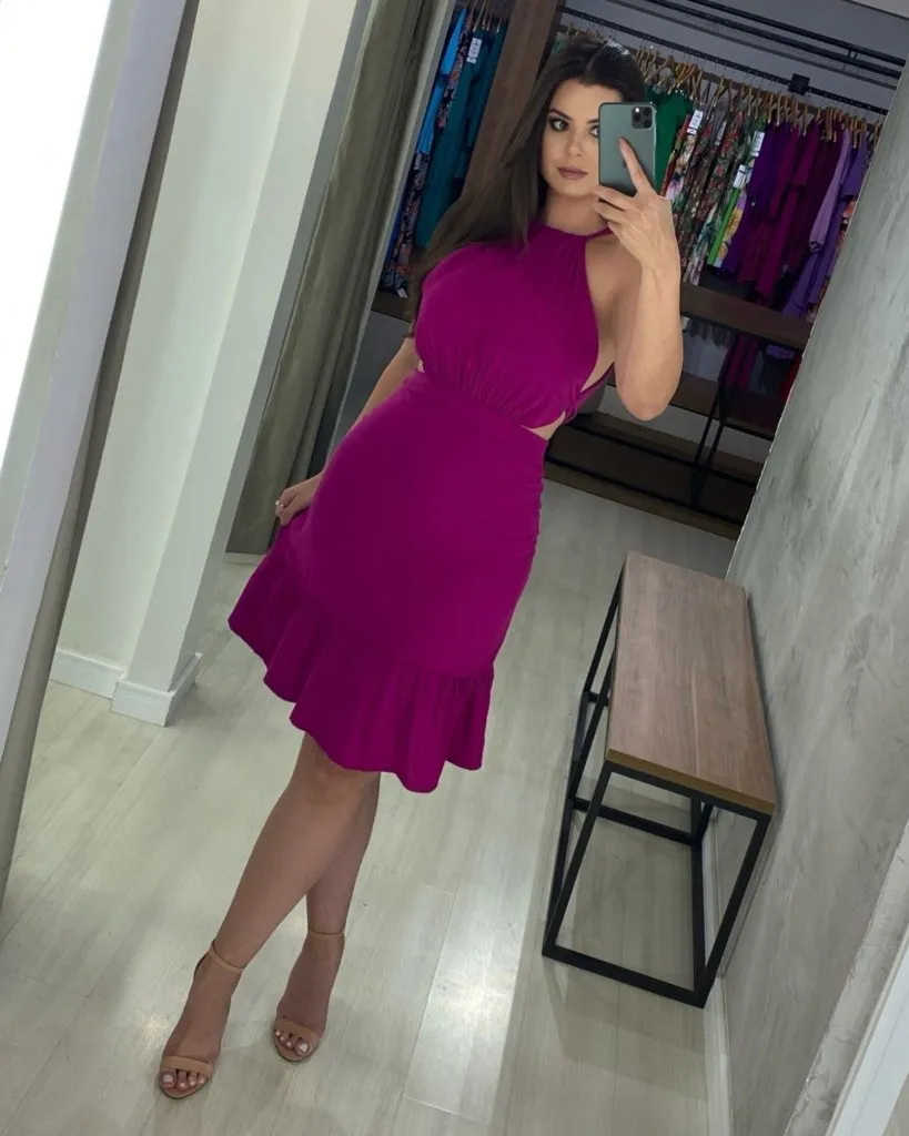 Vestido Estefane Curto - Fúcsia
