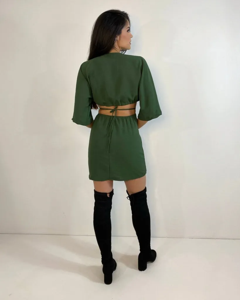 Vestido Cibele Curto - Verde Militar, foto 3