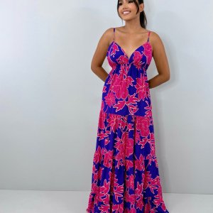 Vestido Sophia - Floral Fundo Azul - Image 1
