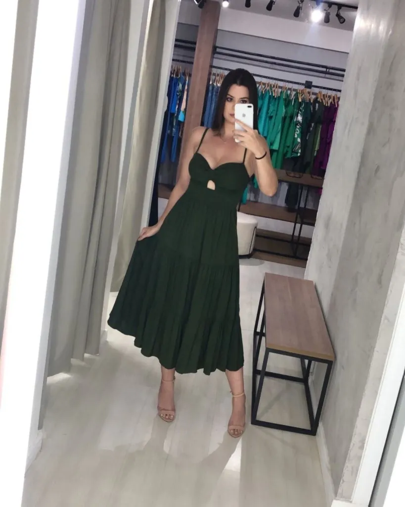 Vestido Jéssica Midi - Verde Militar, foto 2