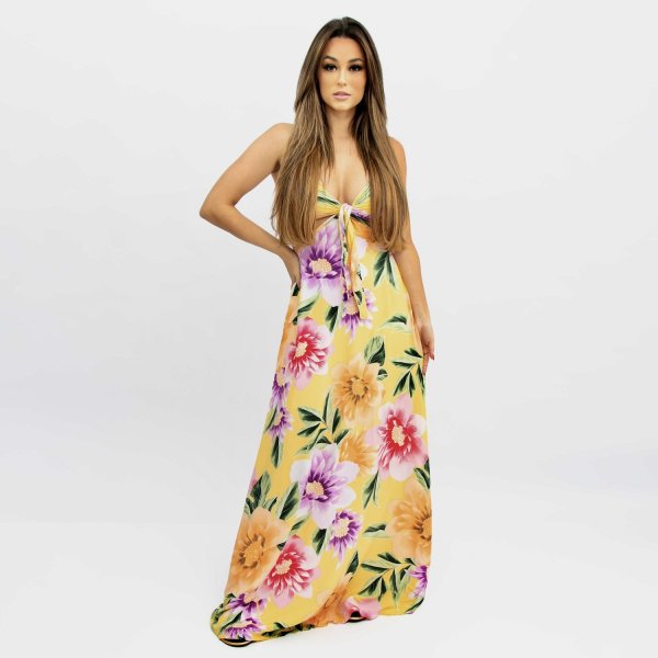 Vestido Natália - Floral Exclusivo Amarelo - Imagem 4