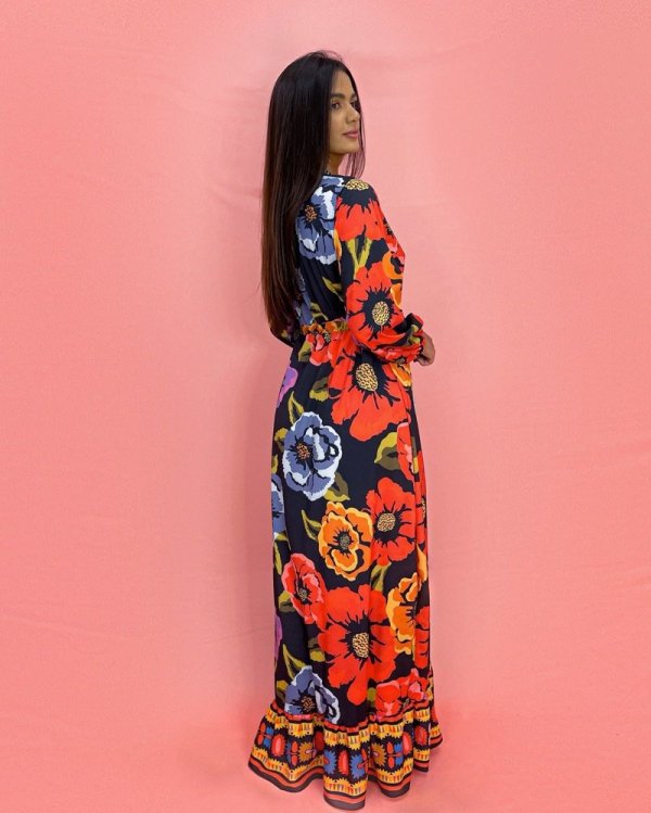Vestido Lavínia - Floral Fundo Escuro - Imagem 2