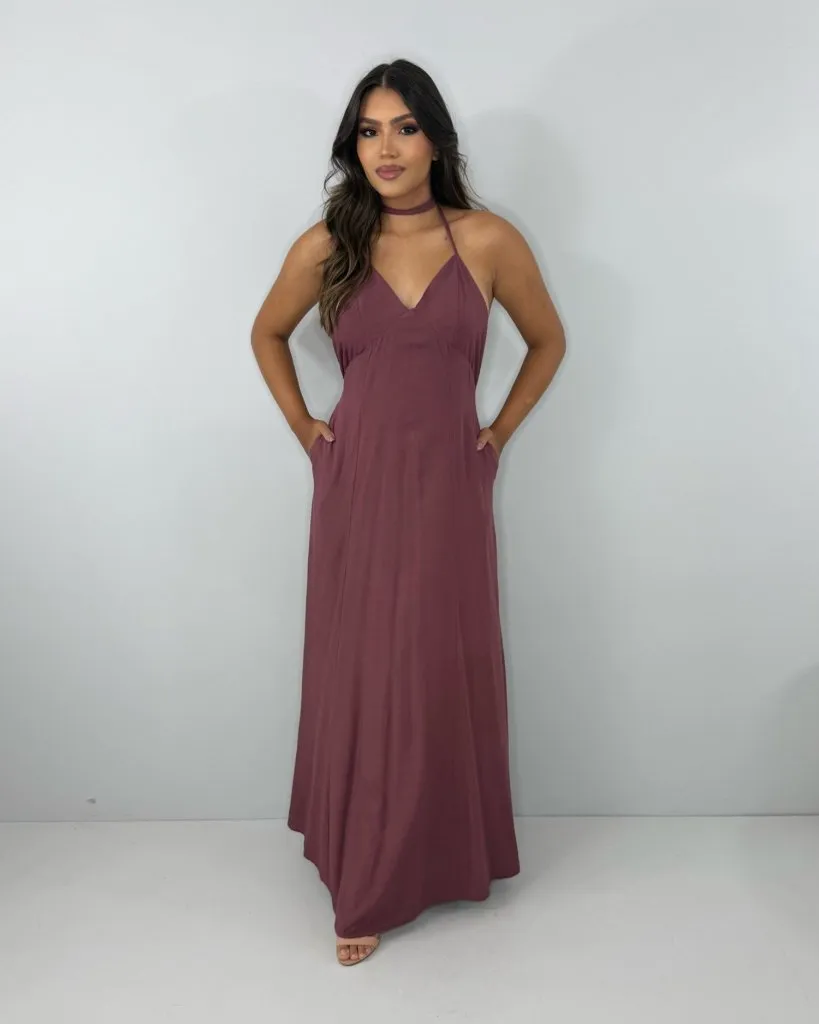 Vestido Victória - Marrom