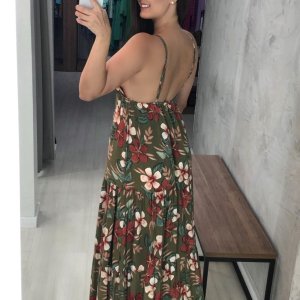 Vestido Sophia - Floral Fundo Verde - Image 3