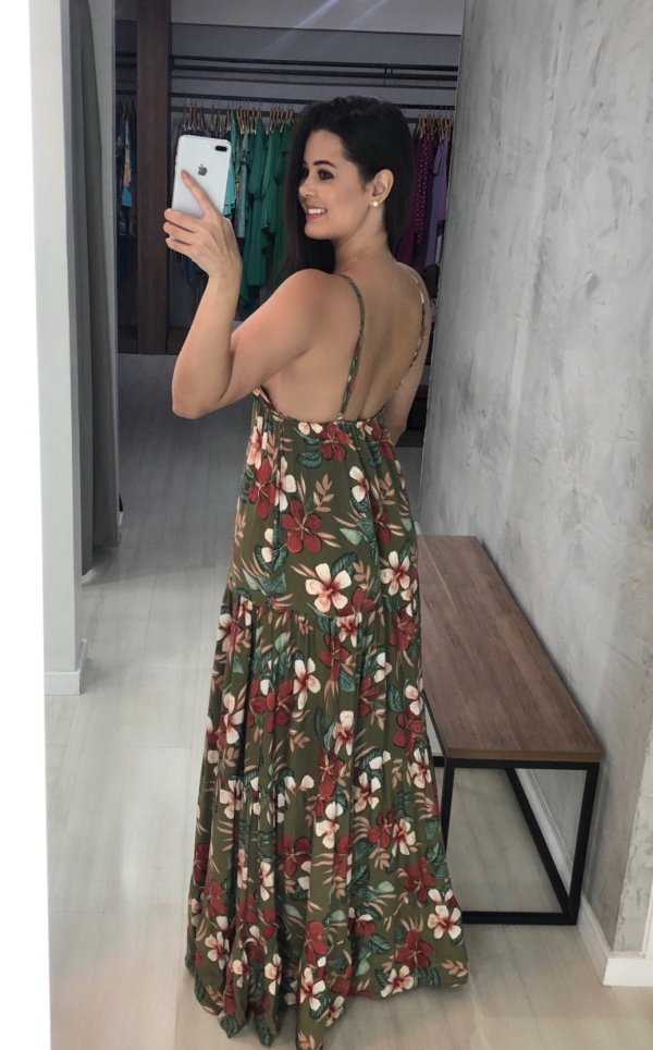 Vestido Sophia - Floral Fundo Verde - Imagem 3