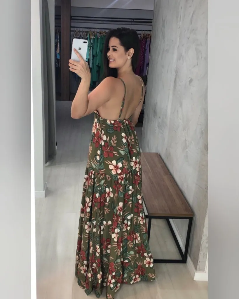 Vestido Sophia - Floral Fundo Verde, foto 3