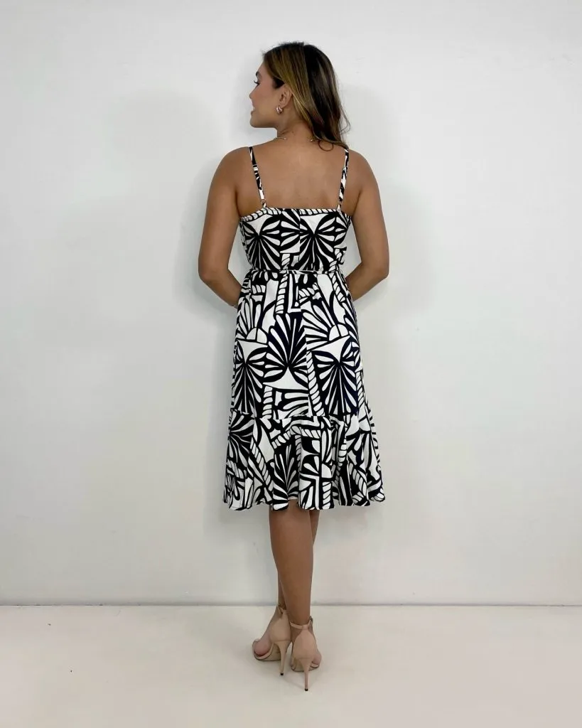 Vestido Cora - Estampa Folha Preta, foto 4