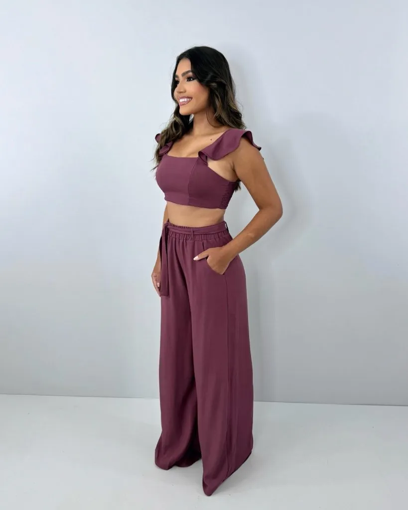 Conjunto Pantalona Samira - Marrom, foto 3
