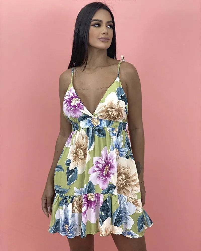 Vestido Valentina - Floral Exclusivo Verde