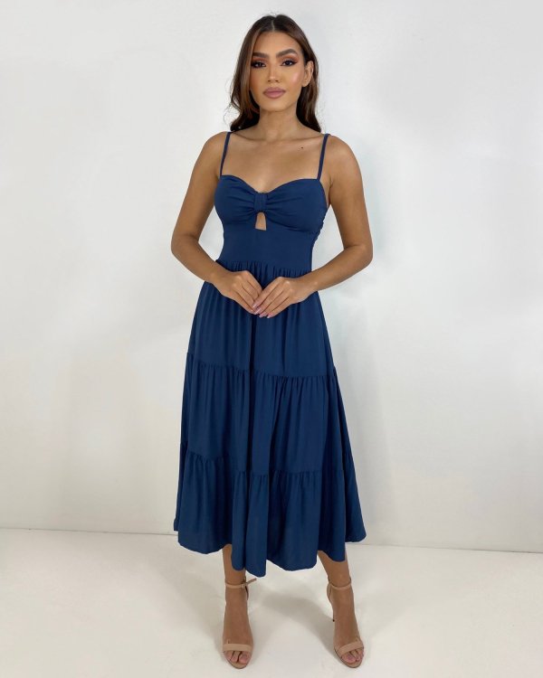 Vestido Jéssica Midi - Azul Marinho - Imagem 2