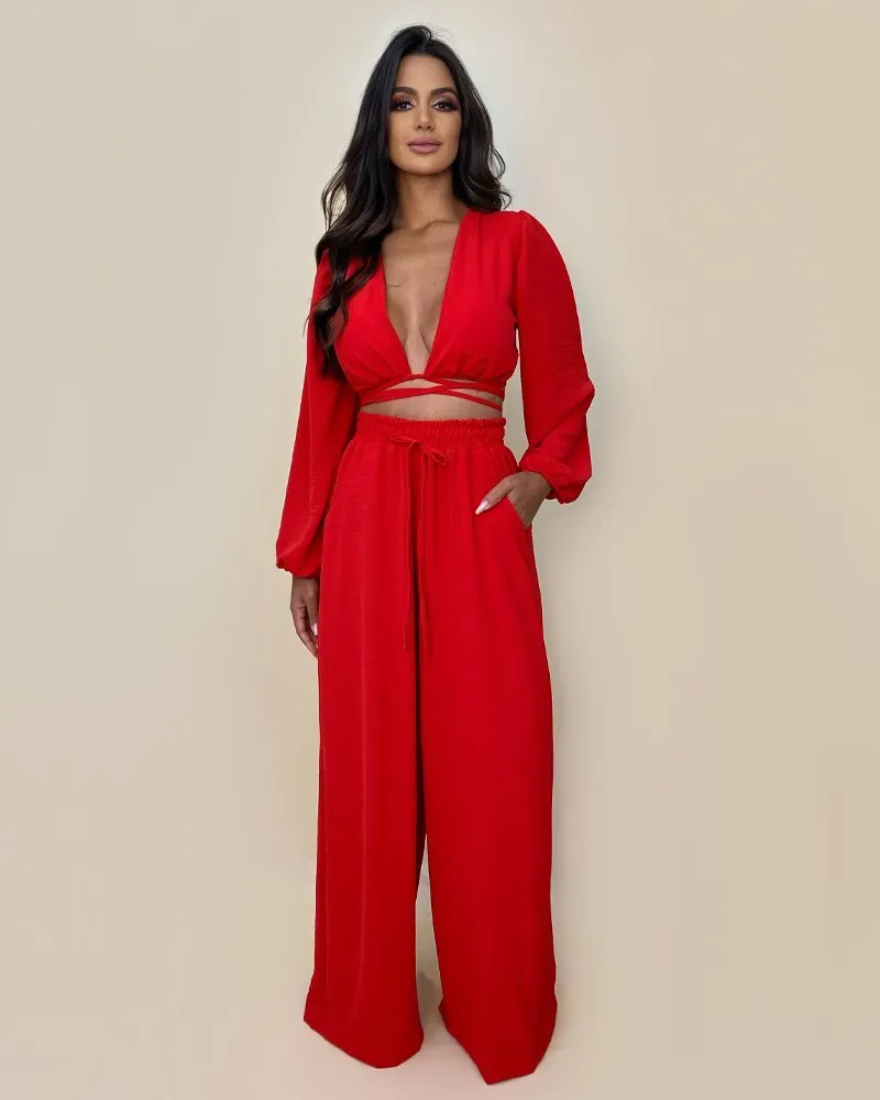 Conjunto Pantalona Simone - Vermelho