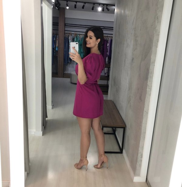 Vestido Érica Manga Princesa - Fúcsia - Imagem 7