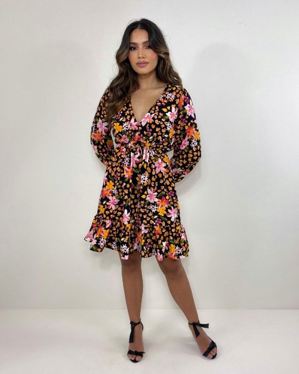 Vestido Lavínia - Primavera Fundo Preto - Imagem 6