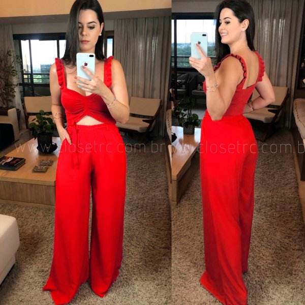 Calça Pantalona - Vermelho