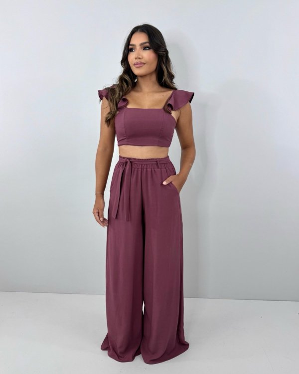 Conjunto Pantalona Samira - Marrom - Imagem 2