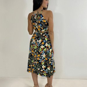 Vestido Isadora - Floral Colorido Fundo Preto - Image 3