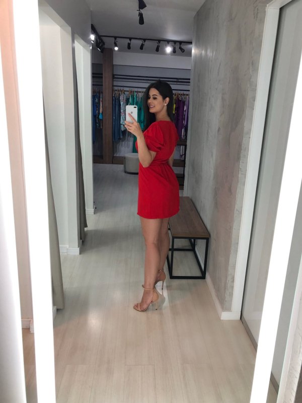 Vestido Érica Manga Princesa - Vermelho - Imagem 6
