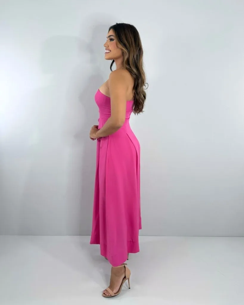 Vestido Maria Flor - Rosa Chiclete