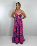 Vestido Cátia – Floral Fundo Azul