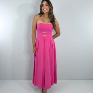 Vestido Maria Flor - Rosa Chiclete - Image 1