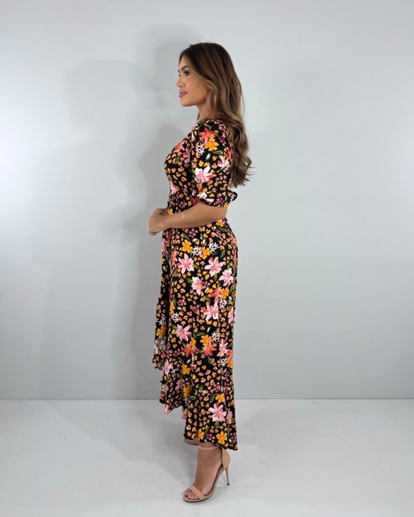 Vestido Berenice - Primavera Fundo Preto - Imagem 3