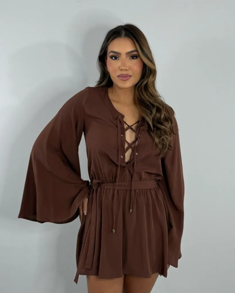 Vestido Glória - Marrom