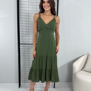 Vestido Madalena - Verde Militar - Image 1