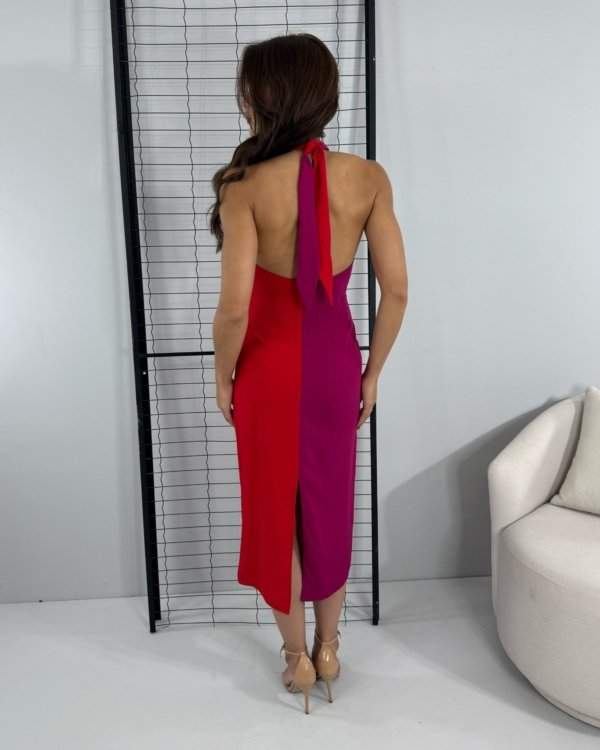 Vestido Sarah - Fúcsia Com Vermelho - Imagem 5