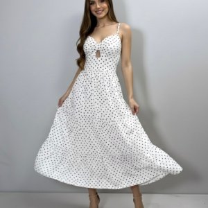 Vestido Jéssica Midi - Poá Fundo Branco - Image 1