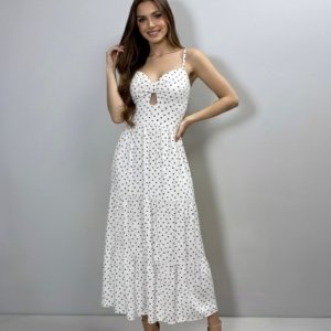 Vestido Jéssica Midi - Poá Fundo Branco - Image 2