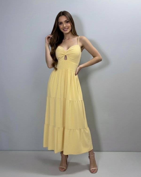 Vestido Jéssica Midi - Amarelo Claro