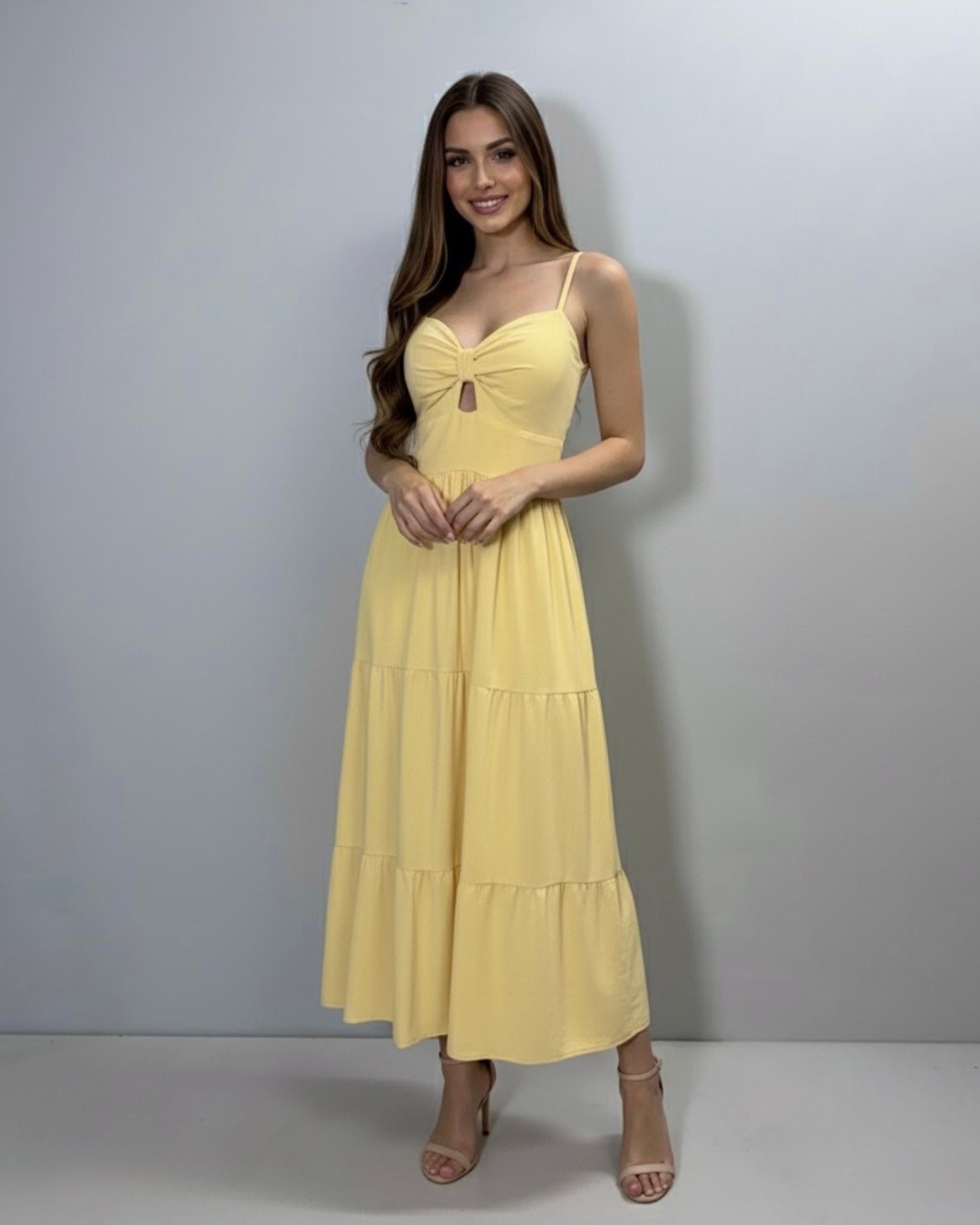 Vestido Jéssica Midi - Amarelo Claro - Image 3